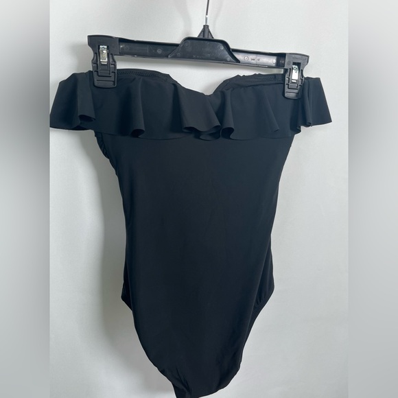 NWT J. Crew Size 2 Matte ruched one-piece swimsuit with ruffles In Black - Picture 9 of 13